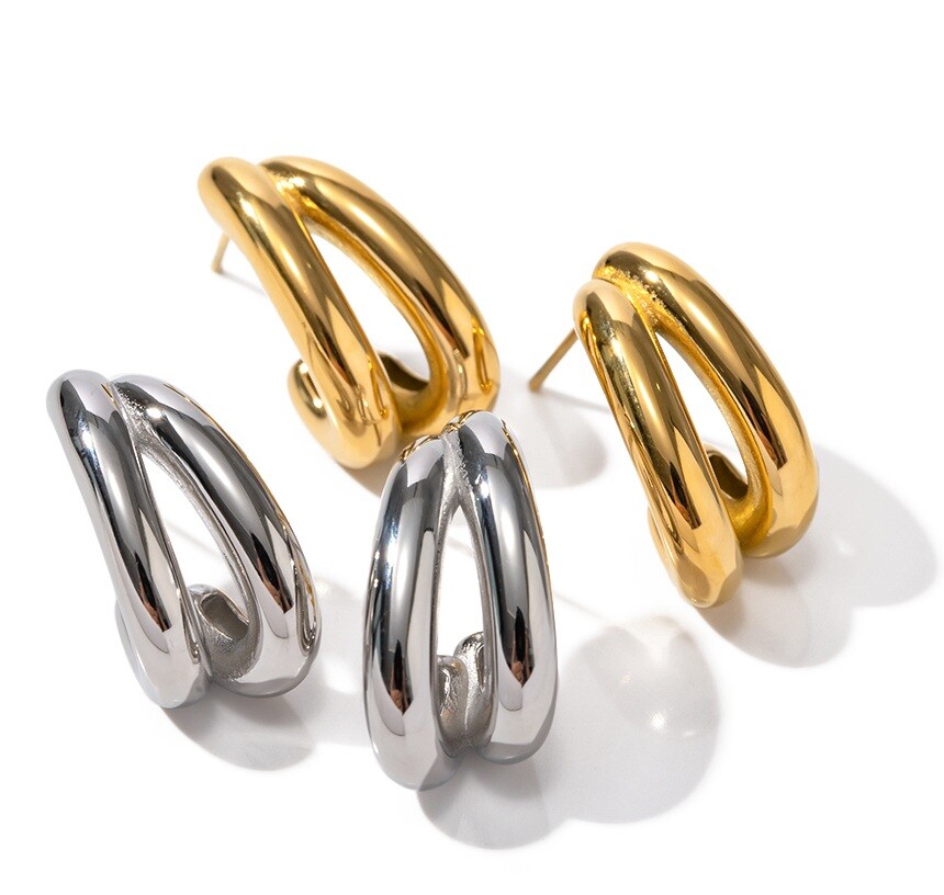 ELENYS Twist Gold – pozlacené náušnice 18K žluté zlato