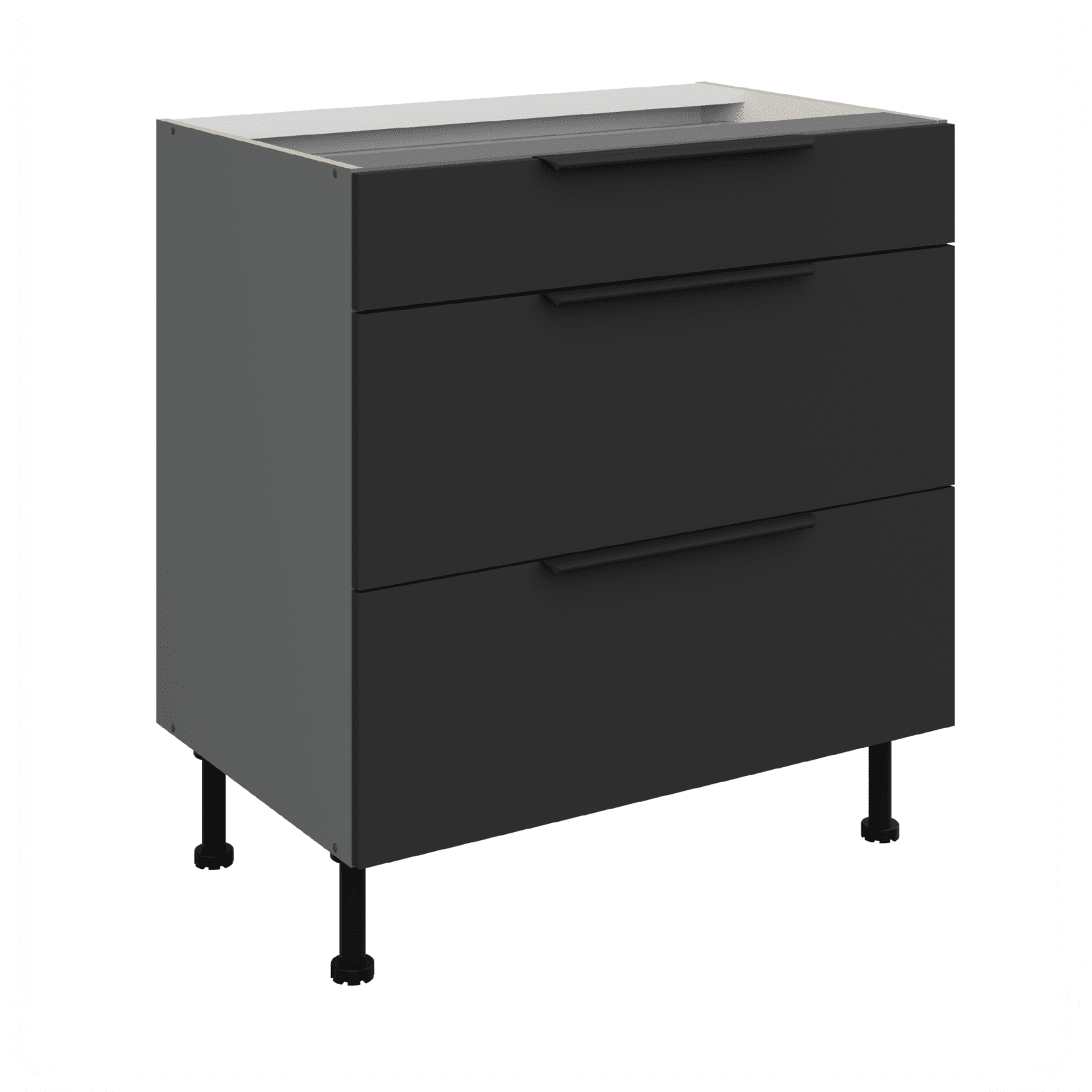 Spodní skříňka Aria ANT 80 D 3S BB - Premium Box Barva korpusu: Antracit, Barva dvířek: BL - Black AFM