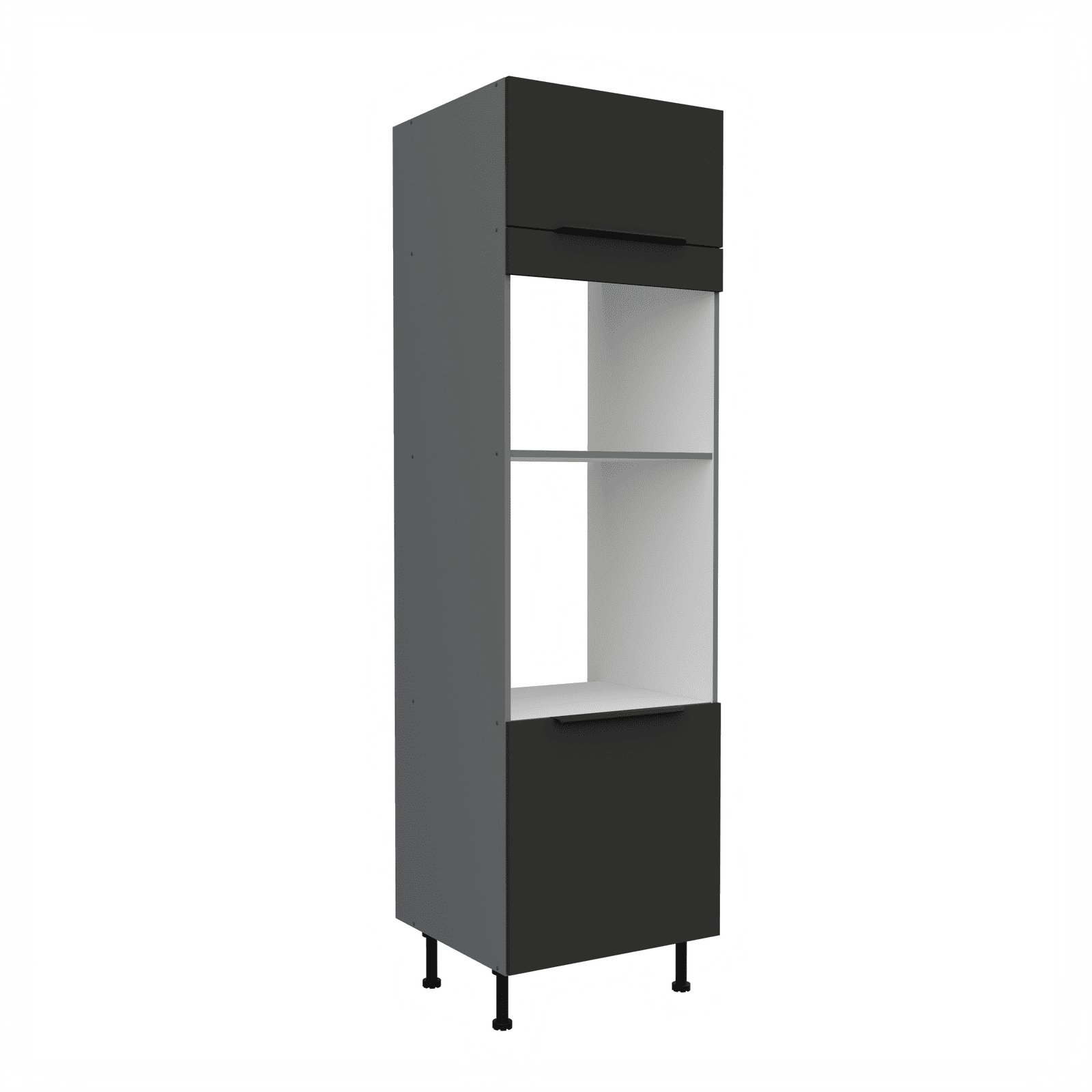 Vysoká skříňka pro vestavnou a mikrovlnou troubu Aria ANT 60 DPM-210 2F Barva korpusu: Antracit, Barva dvířek: BL - Black AFM