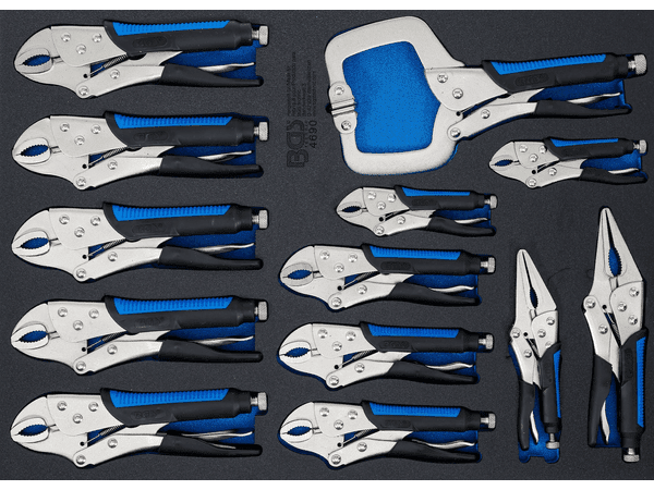 BGS Technic BGS 4690 Vložka do dílenského vozíku 3/3: sada skřipcových kleští na karoserii