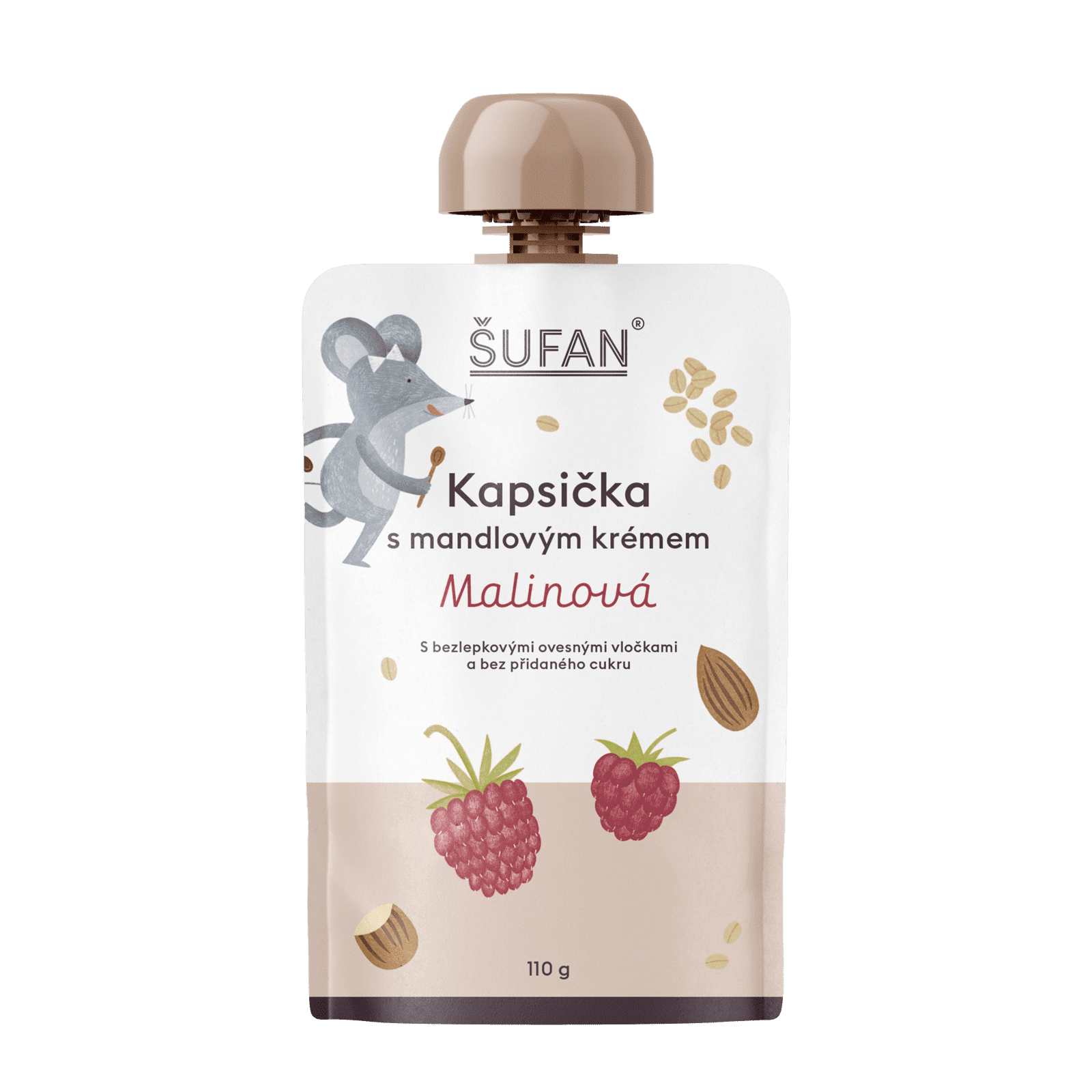 ŠUFAN Kapsička s mandlovým krémem malinová 110 g