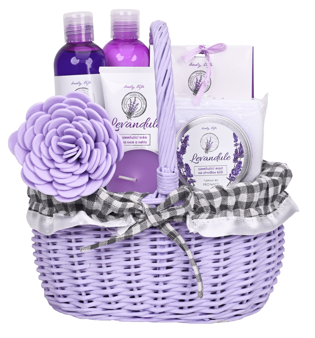 VIVACO Dárkové balení levandule premium - sprchový gel a šampon + tělové mléko + sůl do koupele + krém tuba + mast + 3x dárek