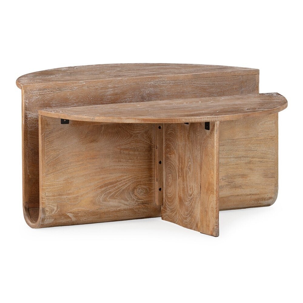 Kulatý konferenční stolek z mangového dřeva v tmavě přírodní barvě ø 80 cm Divya – MOME