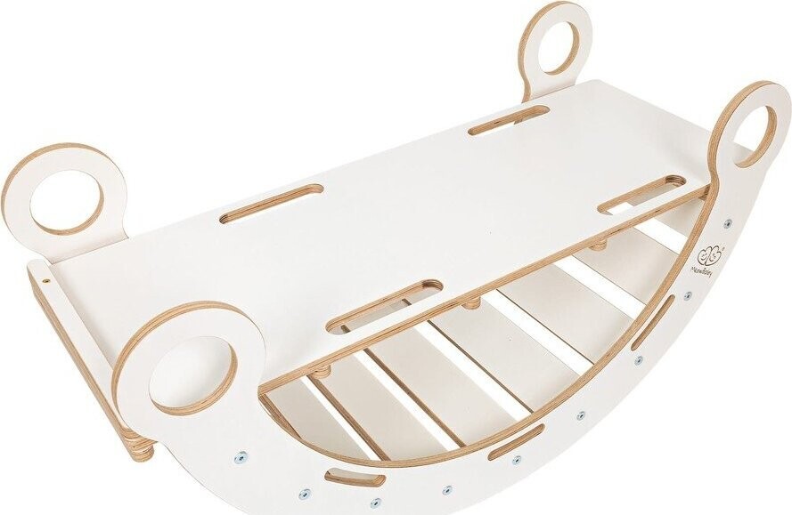 Bílá houpačka z borovicového dřeva 39x75x38 cm Montessori – Meowbaby