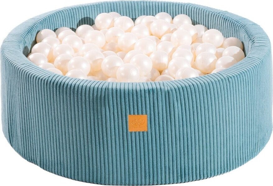 Tyrkysový manšestrový bazének s míčky ø 90x30 cm Montessori – Meowbaby