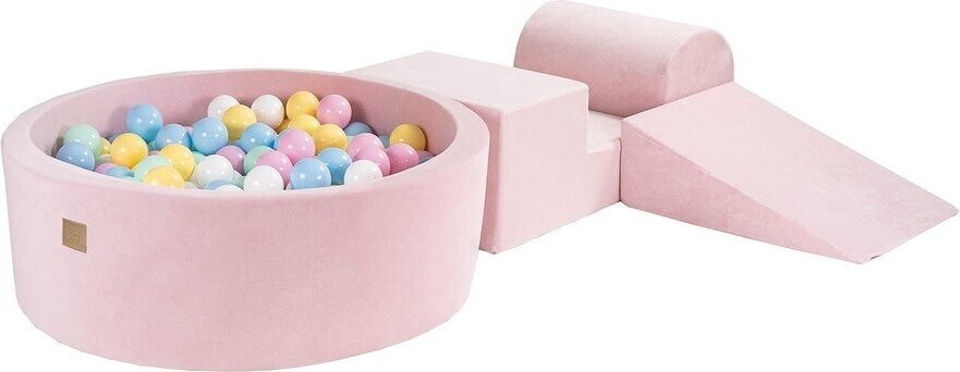 Růžové sametové pěnové hřiště 225x90x30 cm Montessori – Meowbaby