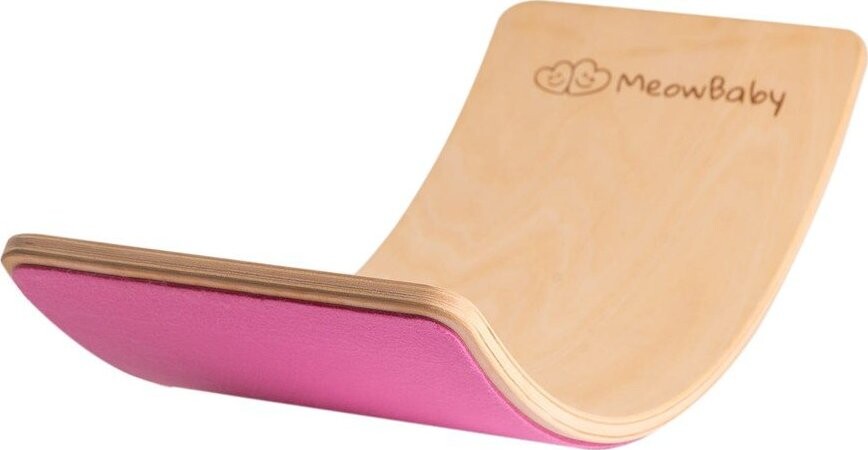 Růžová/v přírodní barvě balanční deska z borovicového dřeva 80x30x18 cm Montessori – Meowbaby