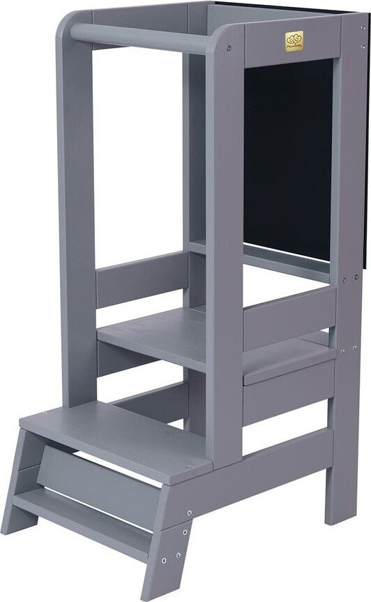 Šedá učicí věž z borovicového dřeva Montessori – Meowbaby