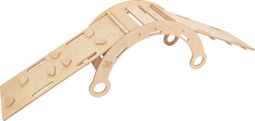 Houpačka z borovicového dřeva v přírodní barvě 39x75x38 cm Montessori – Meowbaby