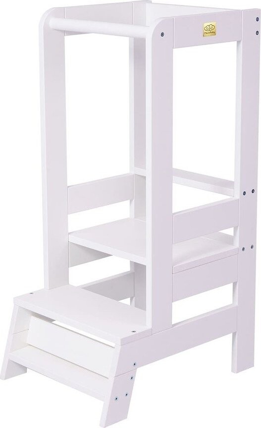 Bílá učicí věž z borovicového dřeva Montessori – Meowbaby