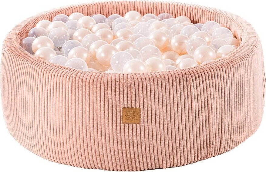 Růžový manšestrový bazének s míčky ø 90x30 cm Montessori – Meowbaby