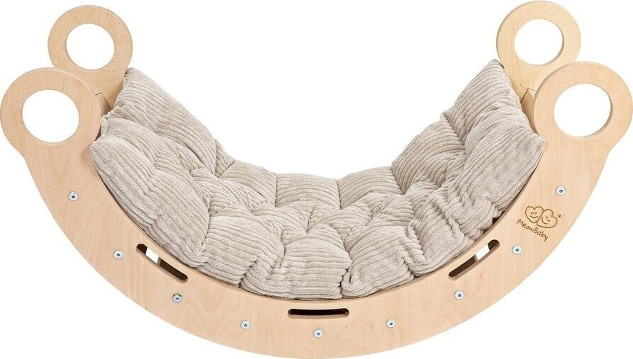 Béžová/v přírodní barvě houpačka z borovicového dřeva 39x75x38 cm Montessori – Meowbaby
