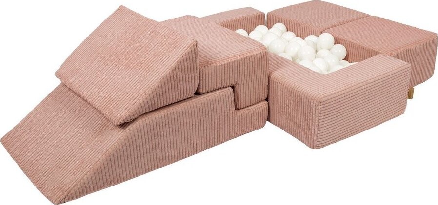 Růžové manšestrové pěnové hřiště 100x35x40 cm Montessori – Meowbaby