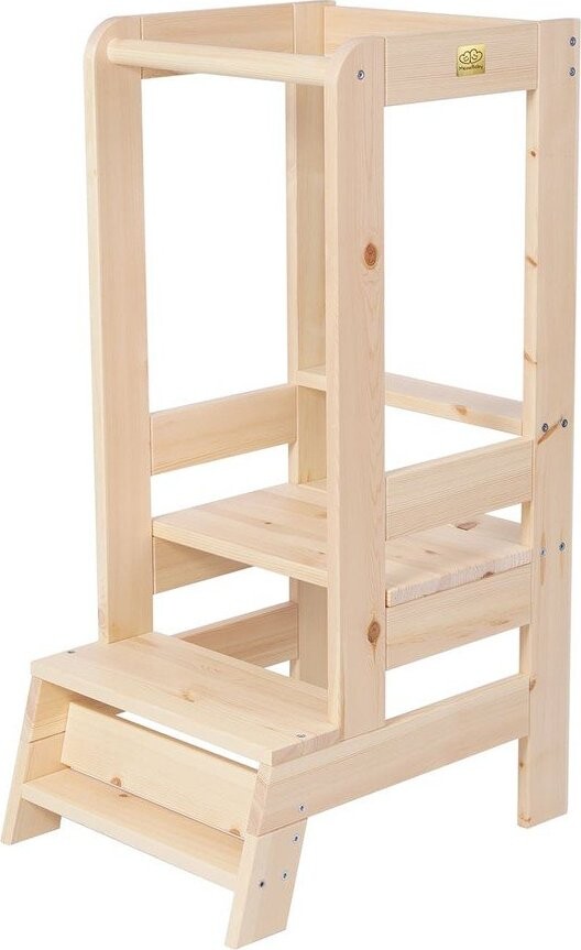 Učicí věž z borovicového dřeva v přírodní barvě Montessori – Meowbaby