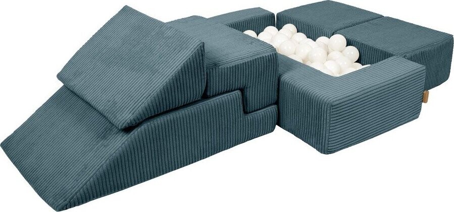 Tyrkysové manšestrové pěnové hřiště 100x35x40 cm Montessori – Meowbaby