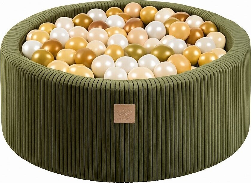 Khaki manšestrový bazének s míčky 90x90x30 cm Montessori – Meowbaby