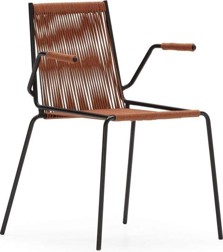 Kovové jídelní židle v sadě 2 ks s područkami/stohovatelné v terakotové barvě Emily – Marckeric