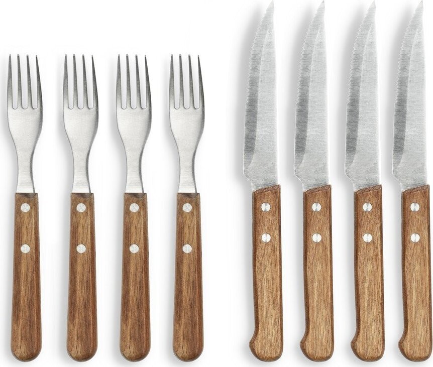 Nerezové steakové příbory v sadě 8 ks ve stříbrné barvě/v přírodní barvě – Holm