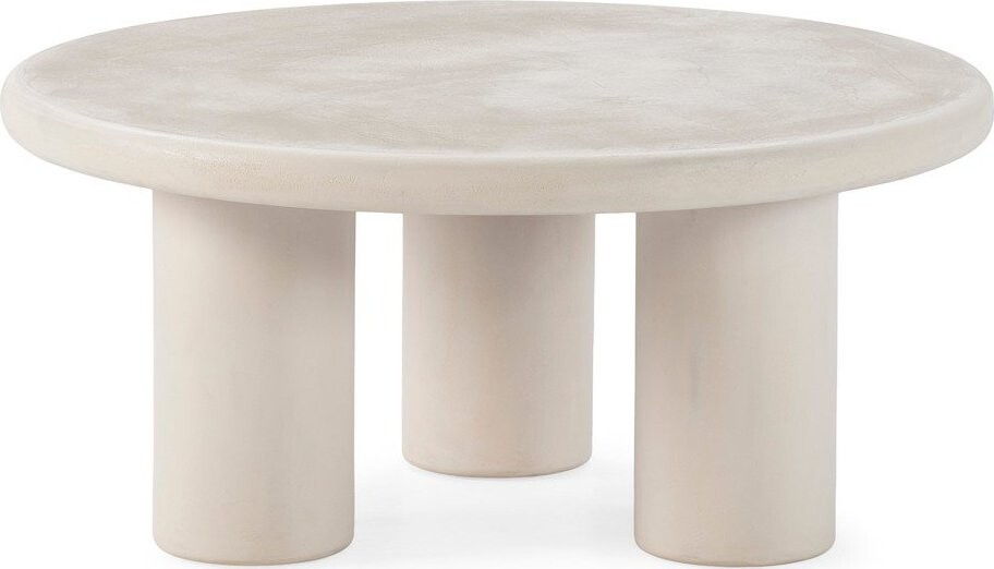 Krémový kulatý konferenční stolek v dekoru kamene ø 80 cm Iriel – MOME