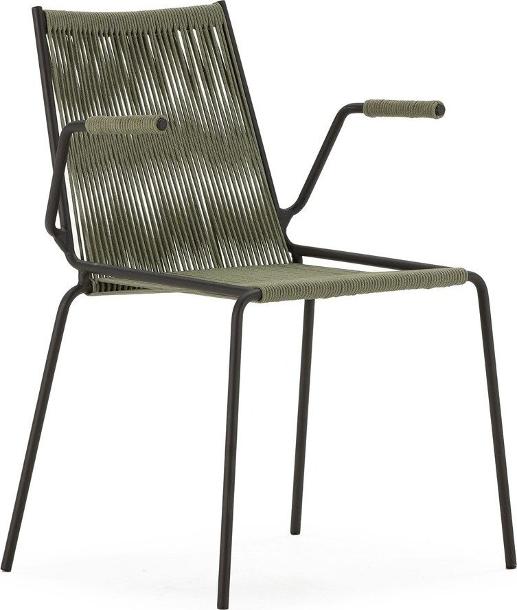 Zelené kovové jídelní židle v sadě 2 ks s područkami/stohovatelné Emily – Marckeric