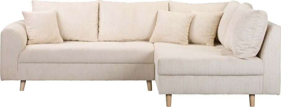 Béžová manšestrová rohová pohovka (pravý roh/do L) Ariella - druhá jakost – Ropez