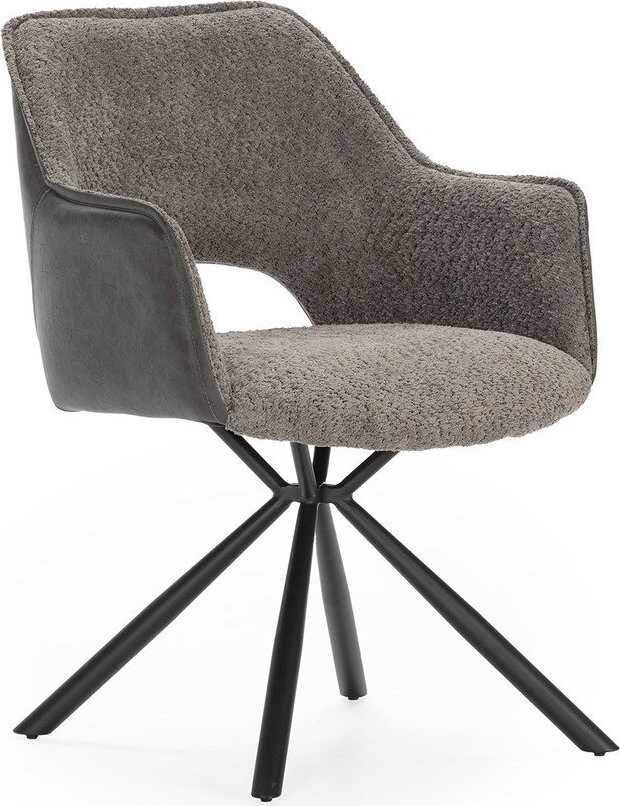 Šedá čalouněná jídelní křesla v sadě 2 ks s područkami Mariel – Marckeric