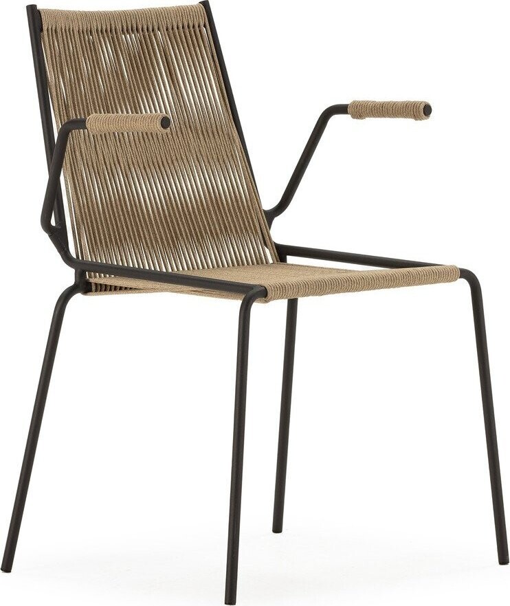 Béžové kovové jídelní židle v sadě 2 ks s područkami/stohovatelné Emily – Marckeric