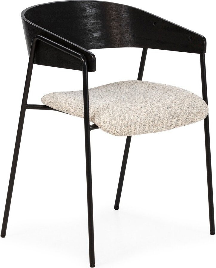 Černá/béžová čalouněná jídelní křesla v sadě 2 ks s područkami Cora – MOME