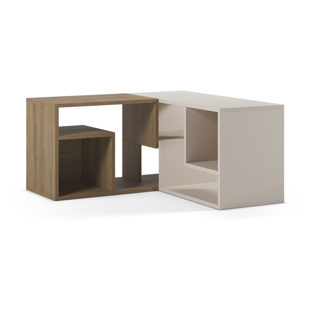 Bílý/v přírodní barvě rohový TV stolek v dekoru dubu 145x45x35 cm Glina – Marckeric