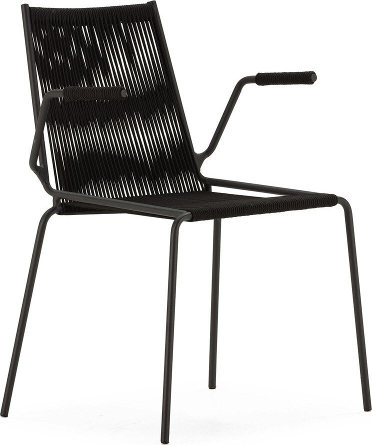 Černé kovové jídelní židle v sadě 2 ks s područkami/stohovatelné Emily – Marckeric