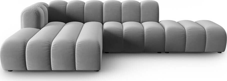 Světle šedá sametová rohová pohovka (levý roh/s lenoškou) Lupine - druhá jakost – Micadoni