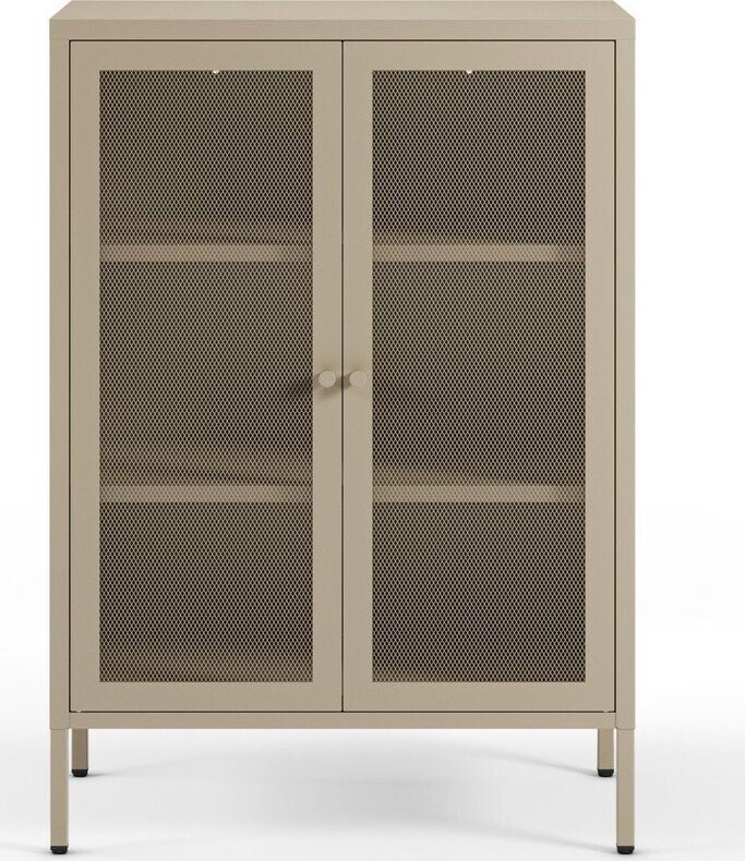 Krémová kovová skříňka 70x100x40 cm Fayna – Marckeric