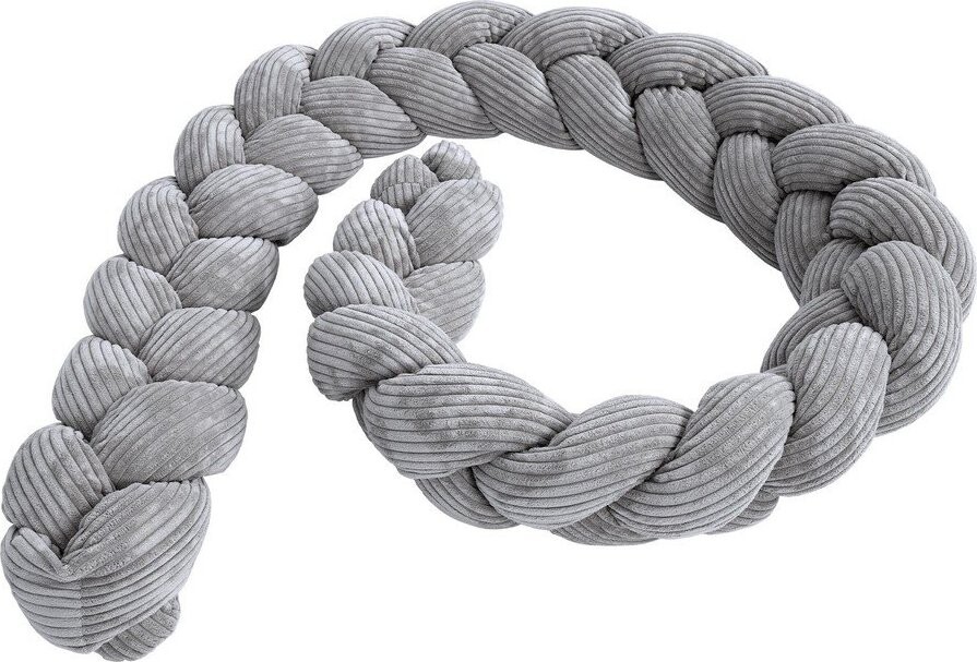 Šedý manšestrový mantinel do postýlky 200 cm – Meowbaby