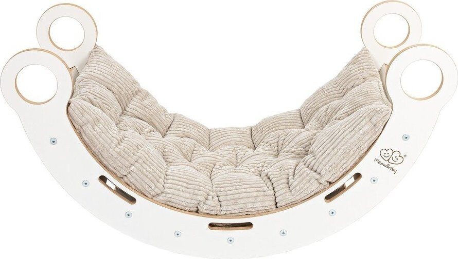 Bílá/béžová houpačka z borovicového dřeva 39x75x38 cm Montessori – Meowbaby