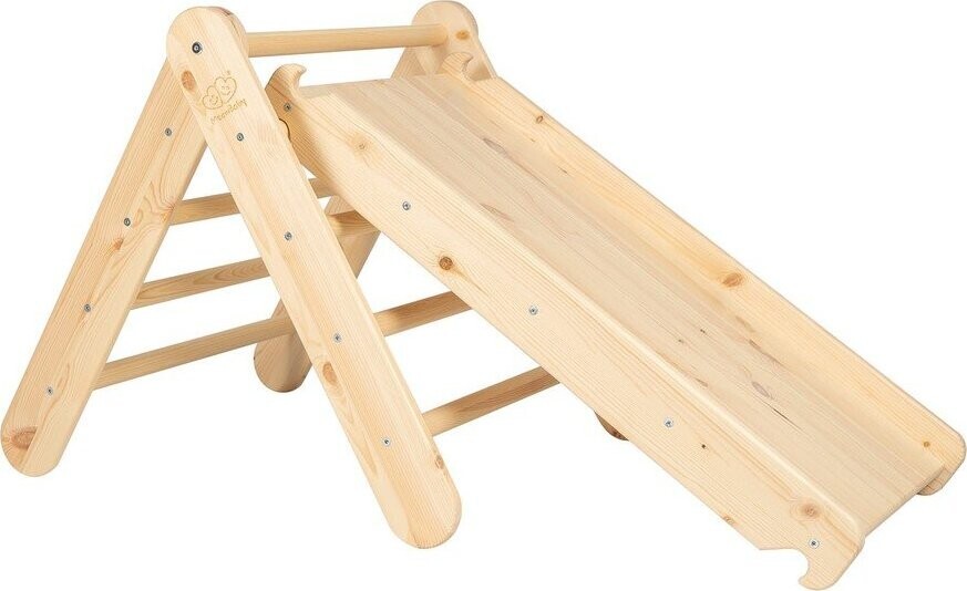 Pikler trojúhelník z borovicového dřeva v přírodní barvě 46x87x60 cm Montessori – Meowbaby