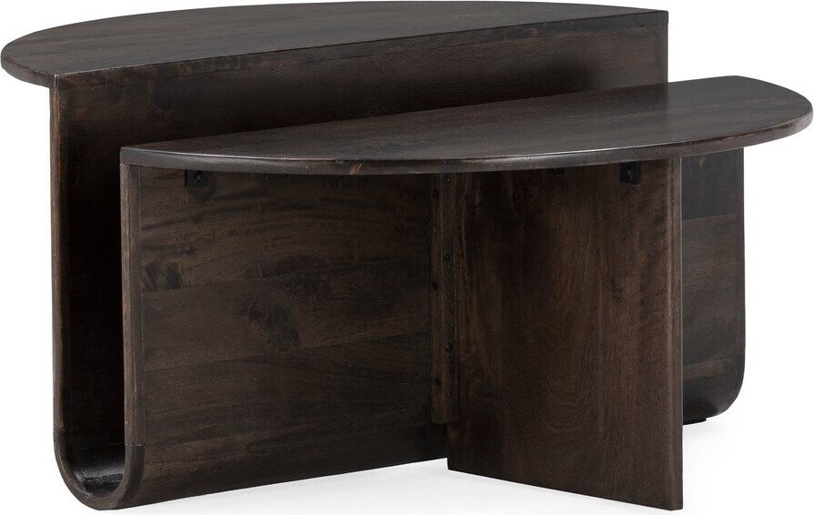 Tmavě hnědý kulatý konferenční stolek z mangového dřeva ø 80 cm Divya – MOME