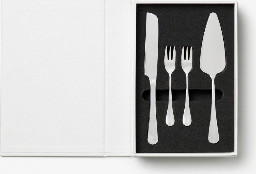 Bílé/ve stříbrné barvě nerezové dezertní vidličky v sadě The Essentials Cake Tools – Printworks