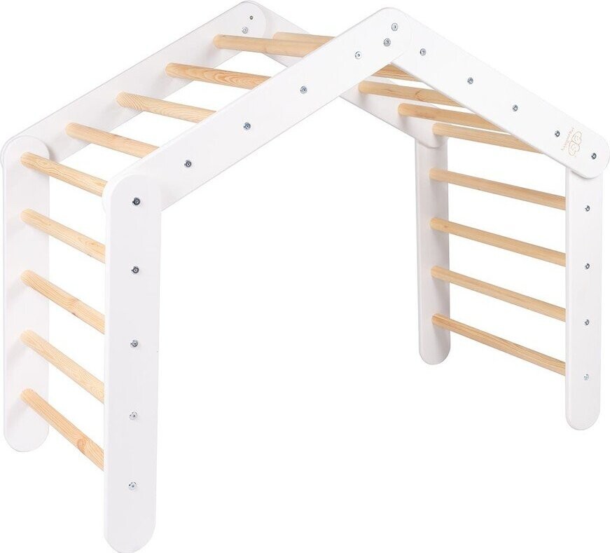 Bílý pikler trojúhelník z borovicového dřeva 61x112x94 cm Montessori – Meowbaby