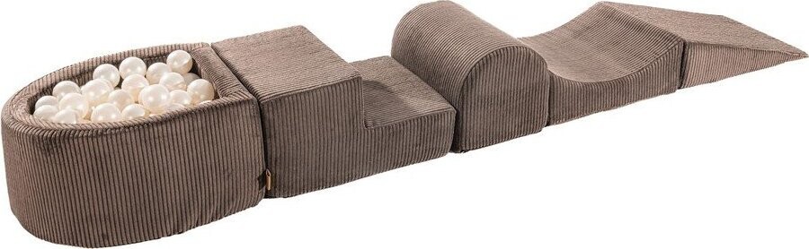 Hnědé manšestrové pěnové hřiště 250x45x30 cm Montessori – Meowbaby