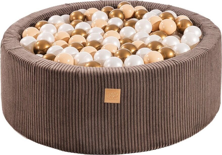 Hnědý manšestrový bazének s míčky ø 90x30 cm Montessori – Meowbaby