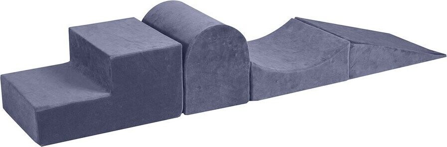 Šedomodré sametové pěnové hřiště 45x193x30 cm Montessori – Meowbaby