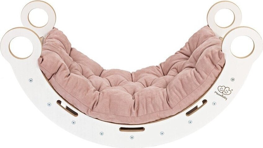 Bílá/růžová houpačka z borovicového dřeva 39x75x38 cm Montessori – Meowbaby
