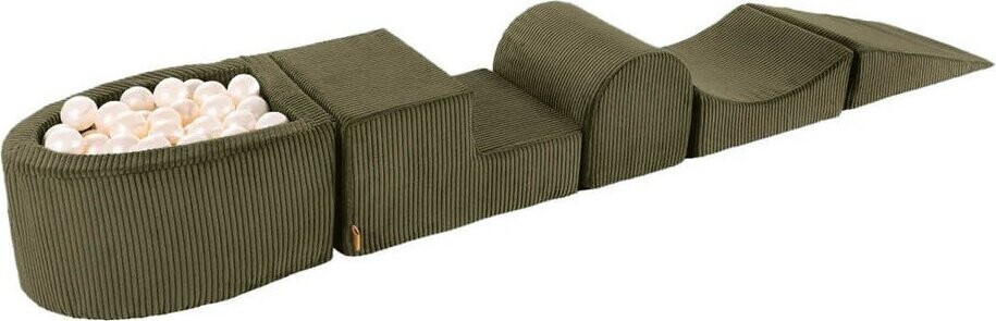 Khaki manšestrové pěnové hřiště 250x45x30 cm Montessori – Meowbaby