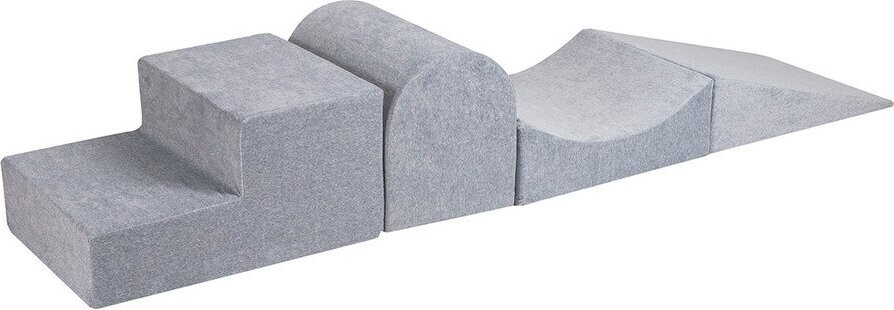 Světle šedé sametové pěnové hřiště 45x193x30 cm Montessori – Meowbaby