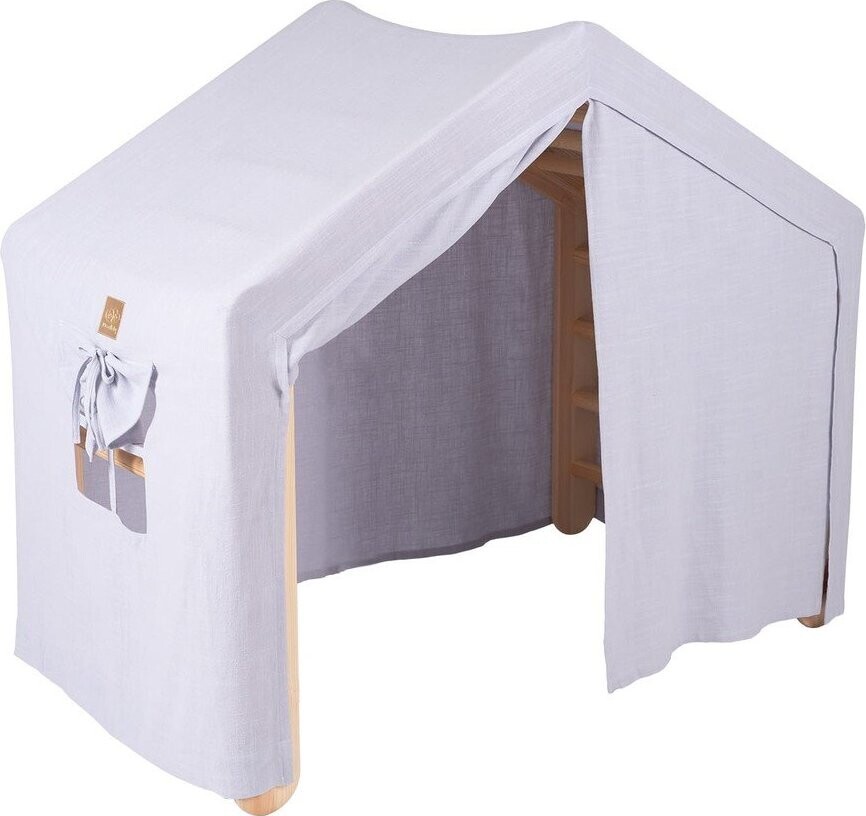 Světle modrý/v přírodní barvě pikler trojúhelník z borovicového dřeva 112x61x94 cm Montessori – Meowbaby