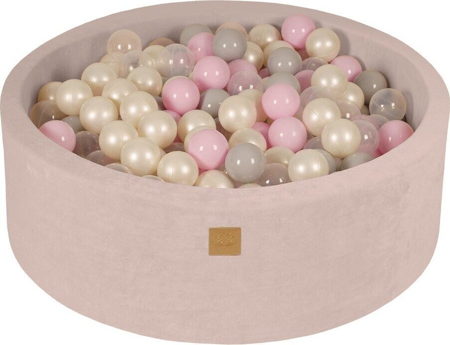 Krémový sametový bazének s míčky ø 90x30 cm Montessori – Meowbaby
