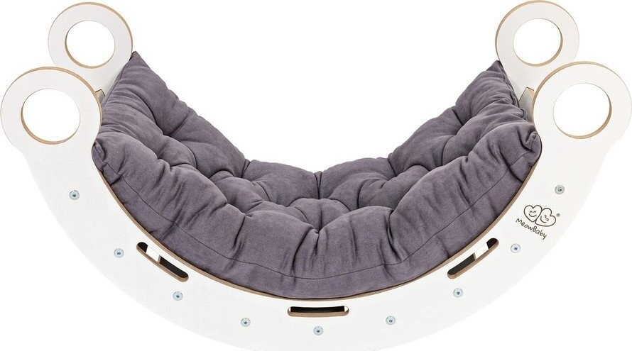 Bílá/šedá houpačka z borovicového dřeva 39x75x38 cm Montessori – Meowbaby