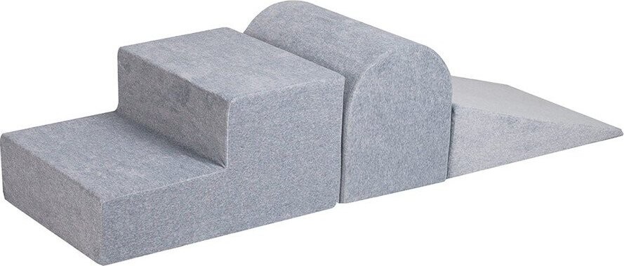 Světle šedé sametové pěnové hřiště 45x143x30 cm Montessori – Meowbaby