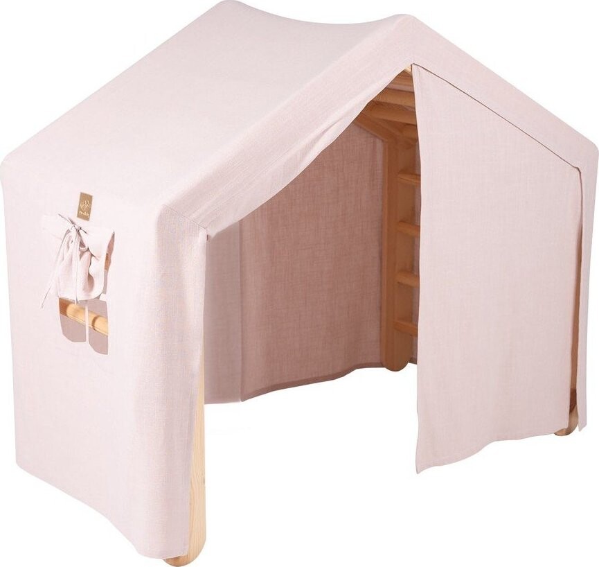 Růžový/v přírodní barvě pikler trojúhelník z borovicového dřeva 112x61x94 cm Montessori – Meowbaby