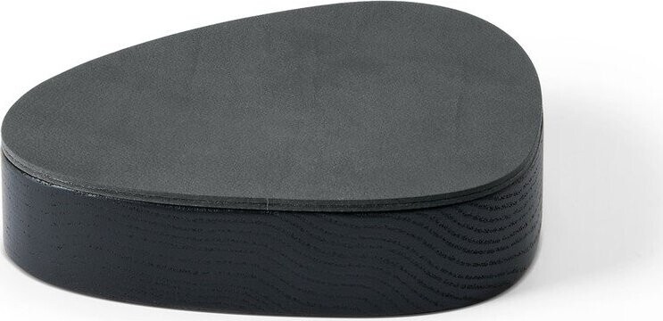 Černý/antracitový dřevěný/z eko kůže úložný box s víkem/dekorativní 14x12,5x3,5 cm Curve Nupo – LIND DNA